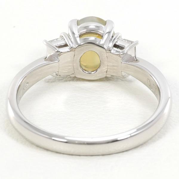 PT900 Platinum Ring with Chrysoberyl Cat's Eye and Diamonds in Excellent Condition