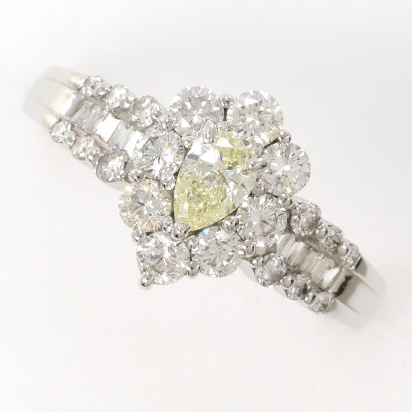 PT900 Platinum Ring with Yellow Diamond 0.24ct and Diamond 0.76ct in Excellent Condition