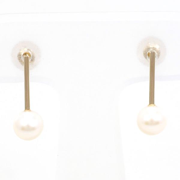 K10 Yellow Gold Pearl Earrings in Great Condition