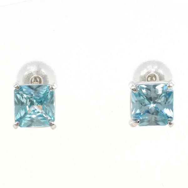 PT900 Platinum Blue Topaz Earrings in Excellent Condition