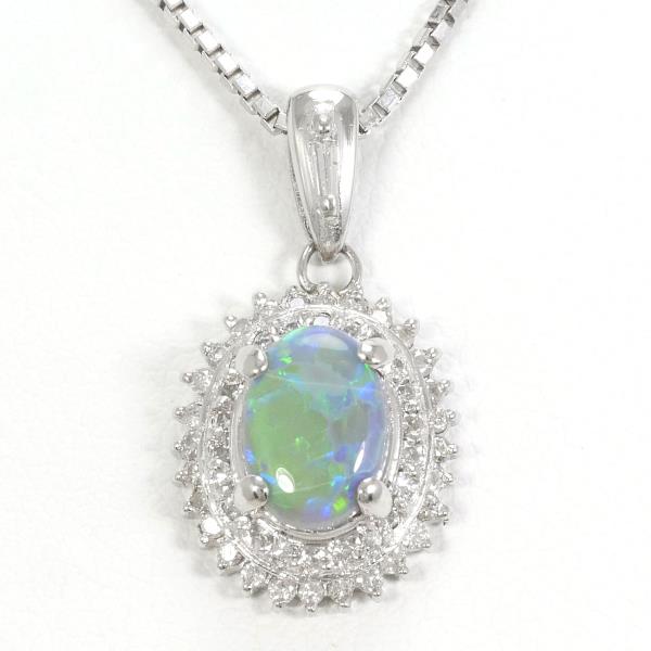 PT900 Platinum PT850 Necklace Black Opal 0.825 Diamond 0.28 in Pristine Condition