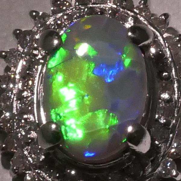 PT900 Platinum PT850 Necklace Black Opal 0.825 Diamond 0.28 in Pristine Condition