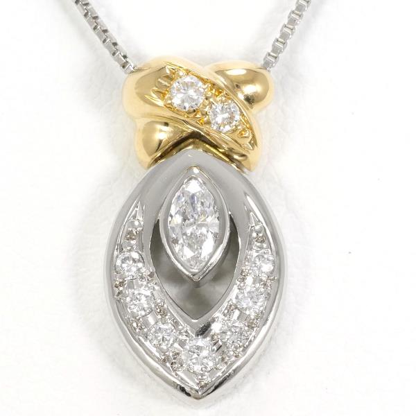 PT900 Platinum K18 Yellow Gold Diamond Necklace 40cm in Great Condition