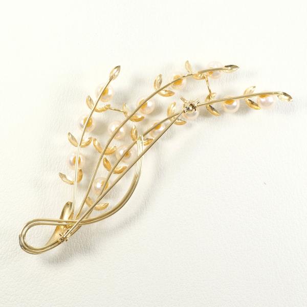 K18 Yellow Gold Pearl Brooch in Excellent Condition