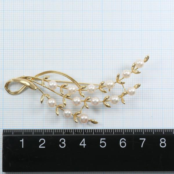 K18 Yellow Gold Pearl Brooch in Excellent Condition