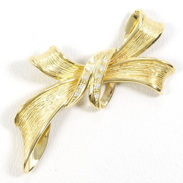 K18 Yellow Gold Diamond Brooch in Excellent Condition