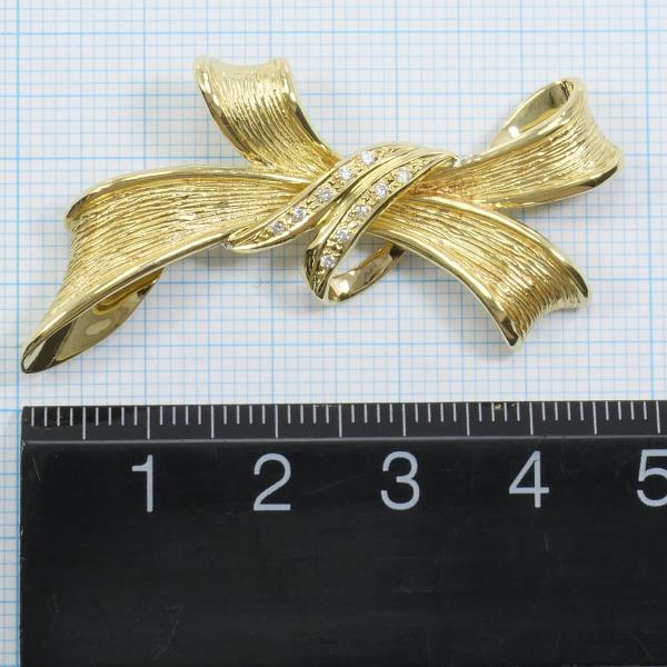 K18 Yellow Gold Diamond Brooch in Excellent Condition