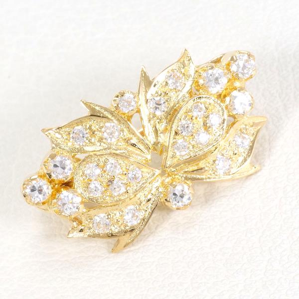 18K Yellow Gold Zirconia Brooch