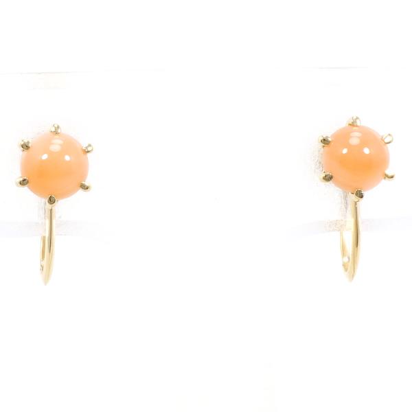 K18 Yellow Gold Coral Earrings in Great Condition