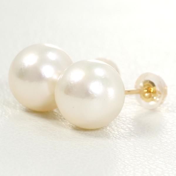 K18 Yellow Gold Pearl Earrings in Great Condition