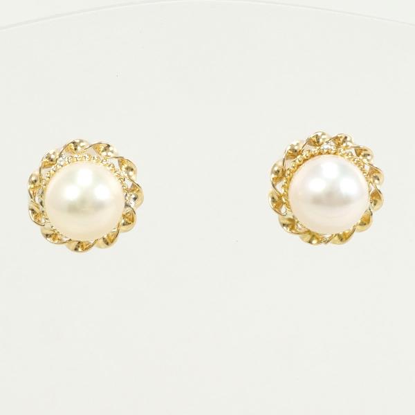 K18 Yellow Gold Pearl Earrings in Pristine Condition