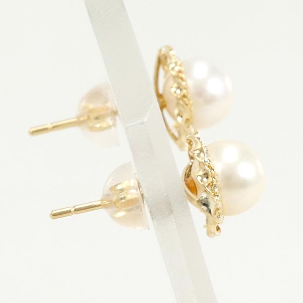 K18 Yellow Gold Pearl Earrings in Pristine Condition