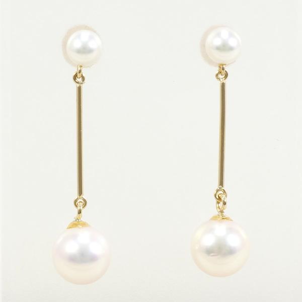 K18 Yellow Gold Pearl Earrings in Great Condition