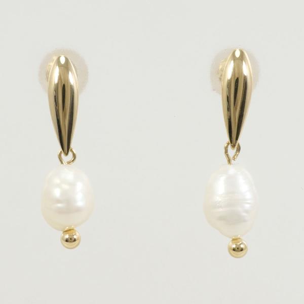 K18 Yellow Gold Pearl Earrings in Excellent Condition