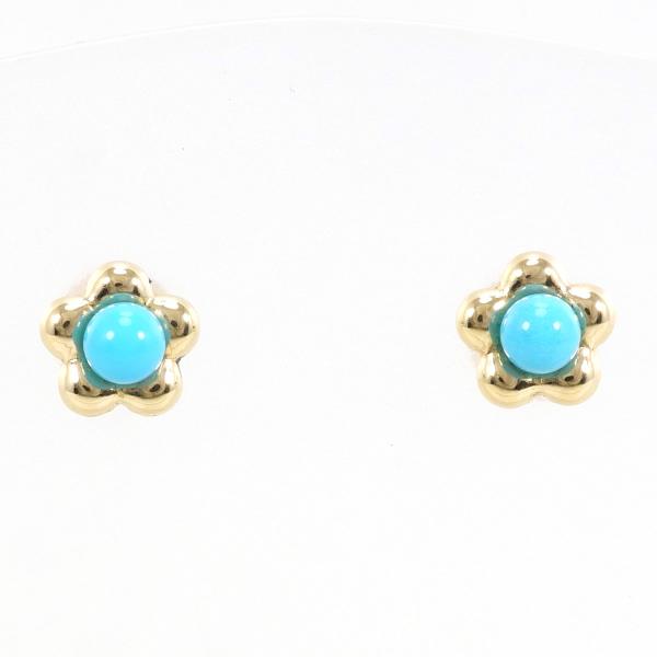 K18 Yellow Gold Turquoise Earrings in Excellent Condition