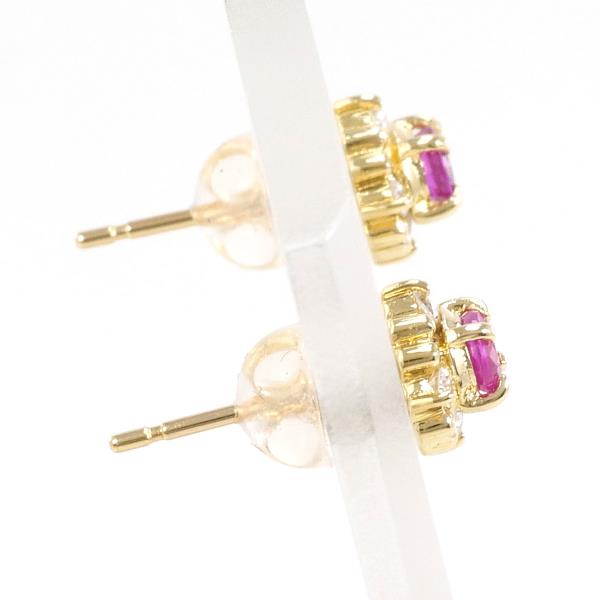 K18 Yellow Gold Ruby Diamond Earrings