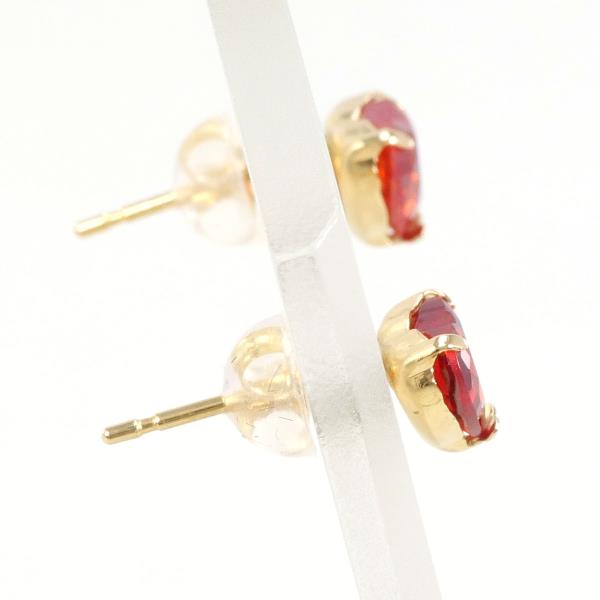 K18 Yellow Gold Earrings with Artificial Stone, 0.6g in Excellent Condition