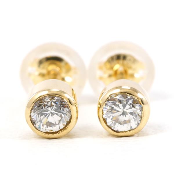 K18 Yellow Gold Zirconia Earrings in Great Condition