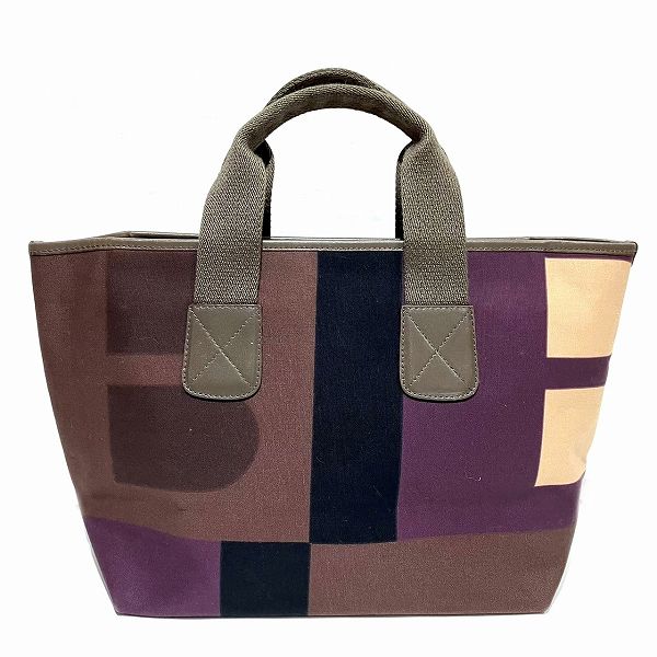 Bally Canvas Leather Busy B Tote Bag in Good Condition