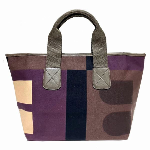 Bally Canvas Leather Busy B Tote Bag in Good Condition