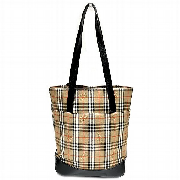 Burberry Nova Check Canvas Leather Tote Shoulder Bag in Good Condition