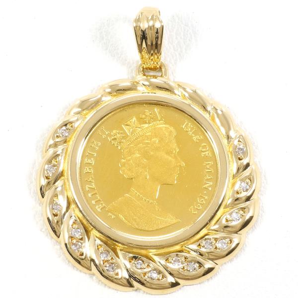 Manx Cat 1/10oz Gold Coin Pendant K24 K18 Yellow Gold Diamond in Excellent Condition