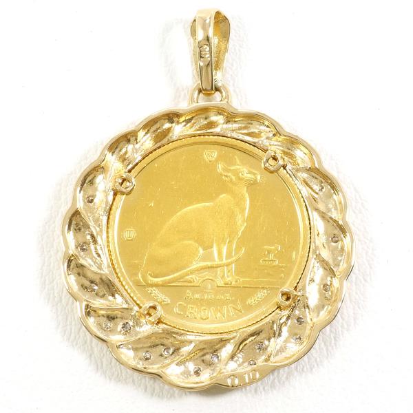 Manx Cat 1/10oz Gold Coin Pendant K24 K18 Yellow Gold Diamond