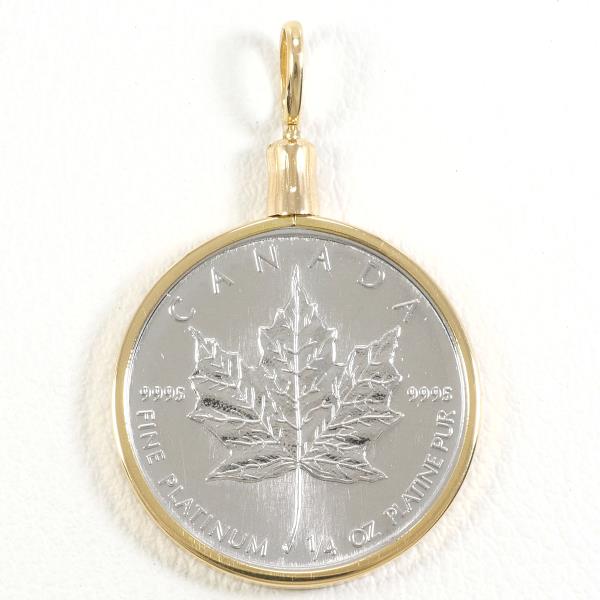 Maple Leaf 1/4oz Platinum PT1000 K18 Yellow Gold Coin Pendant in Excellent Condition