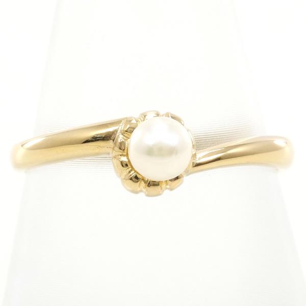 K18 Yellow Gold Pearl Ring 14 in Excellent Condition