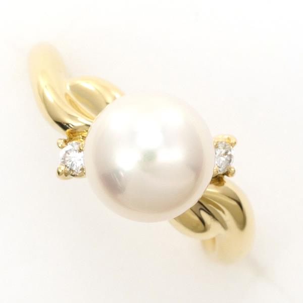 K18 Yellow Gold Pearl Ring with Diamond