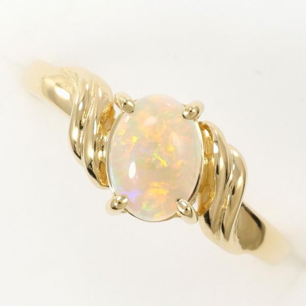 18K Yellow Gold Opal Ring Size 13.5