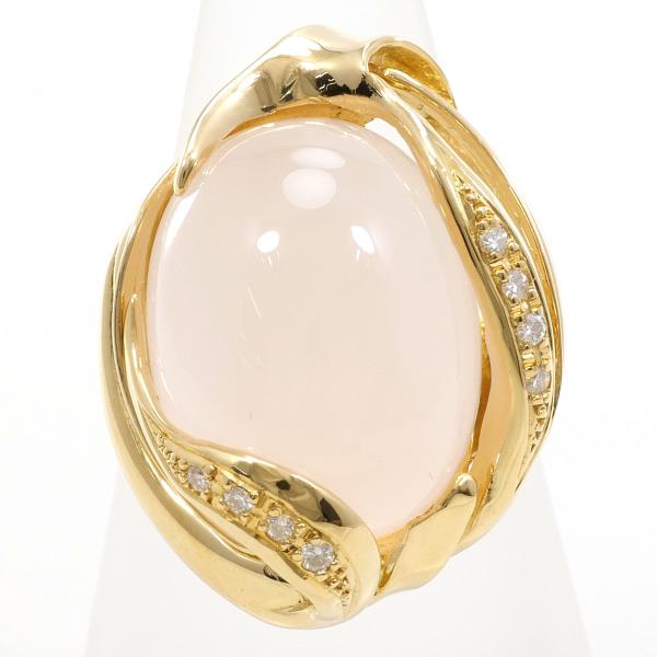 K18 Yellow Gold Ring with Rose Quartz and Diamond in Excellent Condition