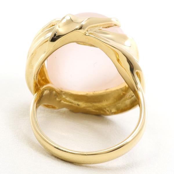 K18 Yellow Gold Ring with Rose Quartz and Diamond in Excellent Condition