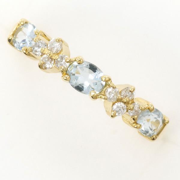 K18 Yellow Gold Aquamarine Diamond Ring in Excellent Condition