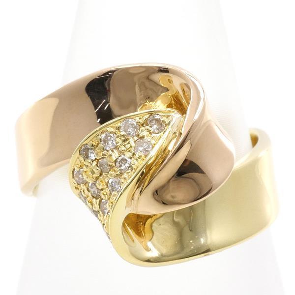 K18 Yellow Gold Pink Gold Diamond Ring