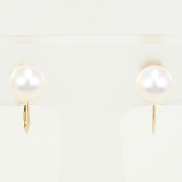 K18 Yellow Gold Pearl Earrings in Excellent Condition