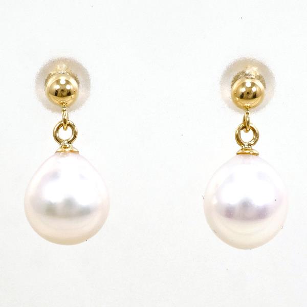 K18 Yellow Gold Pearl Earrings in Excellent Condition