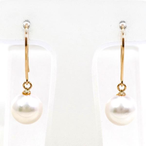 K18 Pink Gold Pearl Earrings in Great Condition