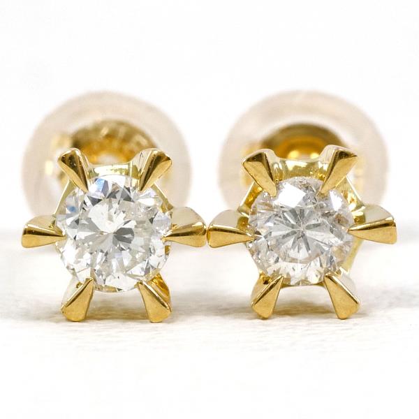 K18 Yellow Gold Diamond Earrings in Excellent Condition