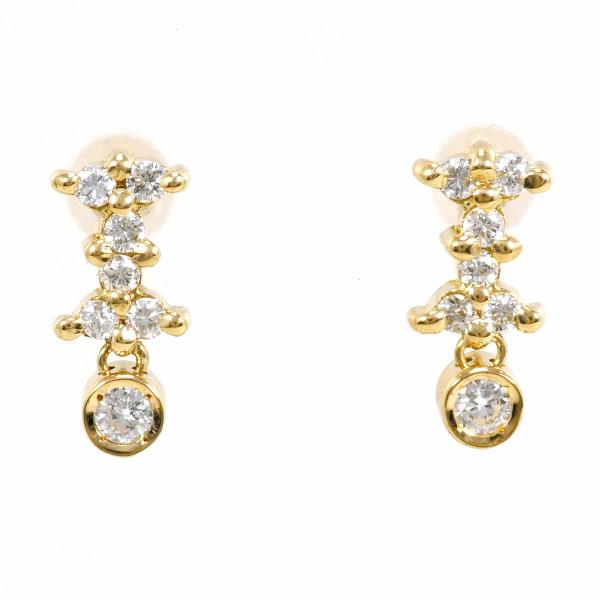 K18 Yellow Gold Diamond Earrings in Excellent Condition