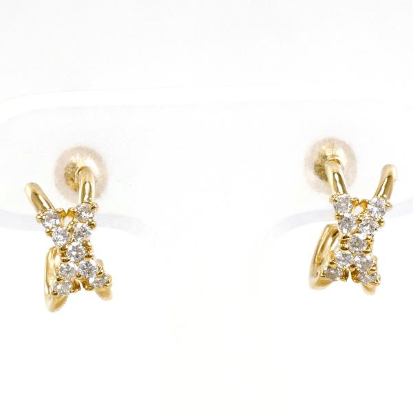 K18 Yellow Gold Diamond Earrings 0.18×2 in Excellent Condition