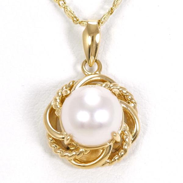 K18 Yellow Gold Pearl Necklace in Excellent Condition