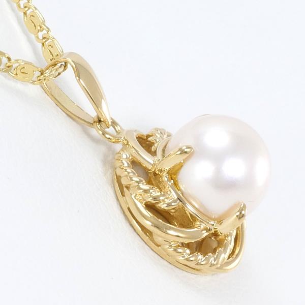 K18 Yellow Gold Pearl Necklace in Excellent Condition