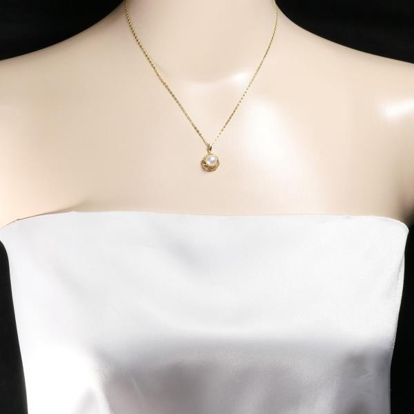 K18 Yellow Gold Pearl Necklace in Excellent Condition