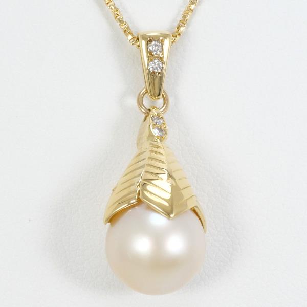 K18 Yellow Gold Pearl Necklace in Excellent Condition