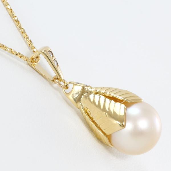 K18 Yellow Gold Pearl Necklace in Excellent Condition