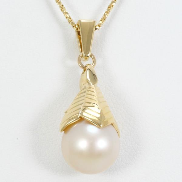 K18 Yellow Gold Pearl Necklace in Excellent Condition