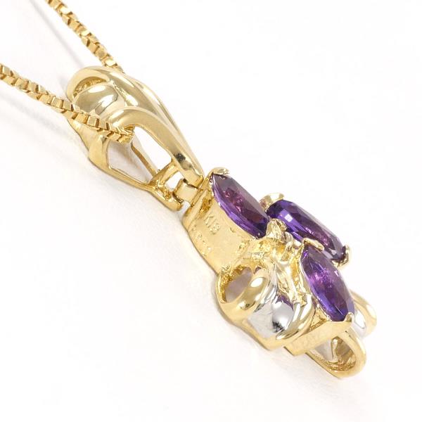 PT900 Platinum K18 Yellow Gold Amethyst Necklace 41cm in Great Condition