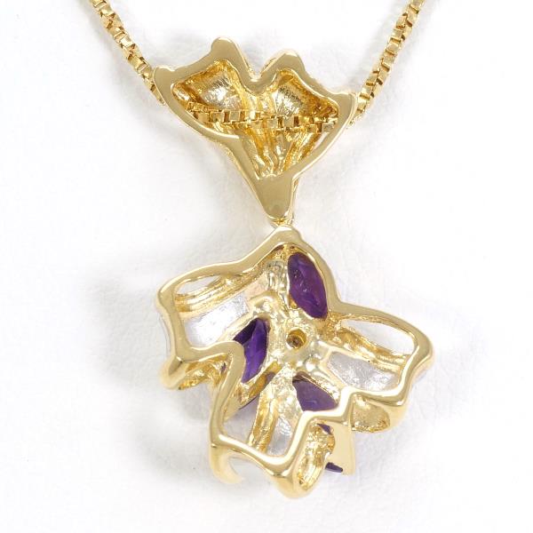 PT900 Platinum K18 Yellow Gold Amethyst Necklace 41cm in Great Condition