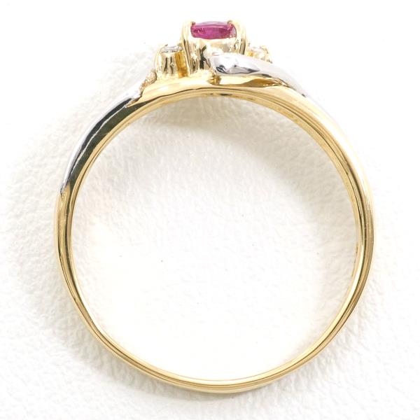 PT900 Platinum K18 Yellow Gold Ruby Ring 10.5 in Excellent Condition